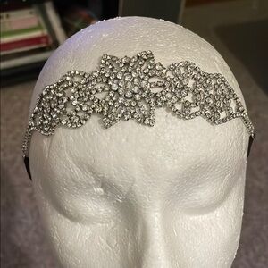 Vintage 20s flapper look Rhinestone floral Diamond elastic Headband